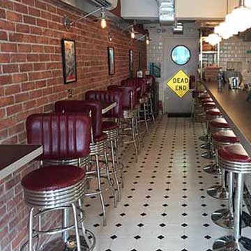 Hongkong Marcus the diner-1950s American retro rubby color diner bar chairs and table set, with bar stools gallery